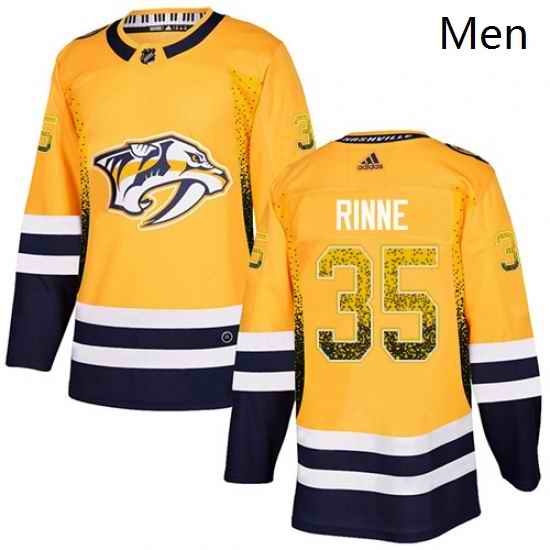 Mens Adidas Nashville Predators 35 Pekka Rinne Authentic Gold Drift Fashion NHL Jersey
